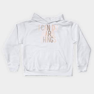 I Can Do Hard Things - Beige Quotes Aesthetic Kids Hoodie